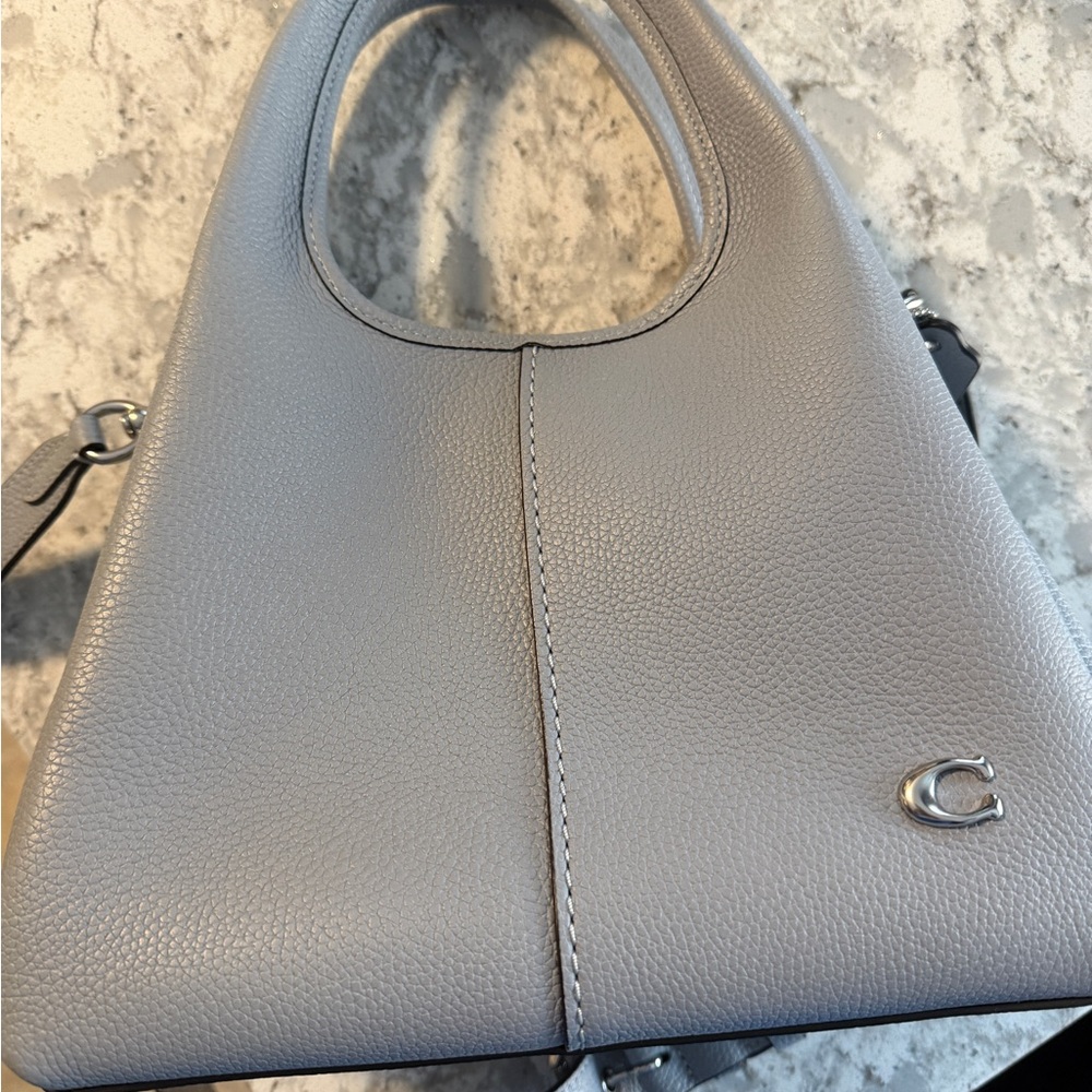 Gray Leather Handbag